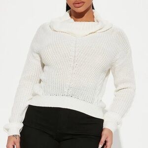 Women's White Cowl Neck Sweater